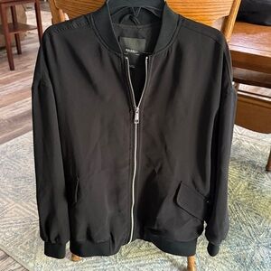 Pull&Bear ZARA Women’s Black Bomber Jacket Sz S EUC Relaxed Fit ON TREND